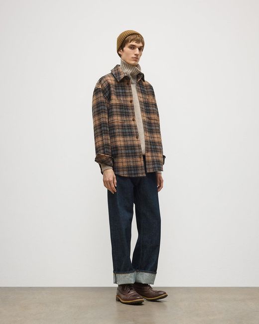 Johnstons Gray Atholl & Camel Plaid Overshirt