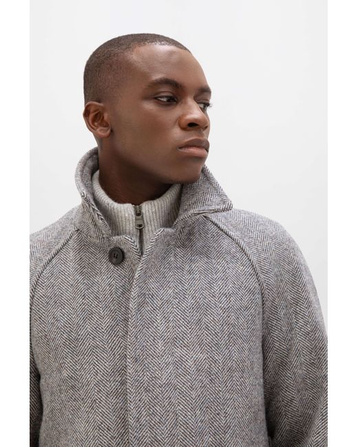 Johnstons Gray 'The Balmacaan' Coat for men