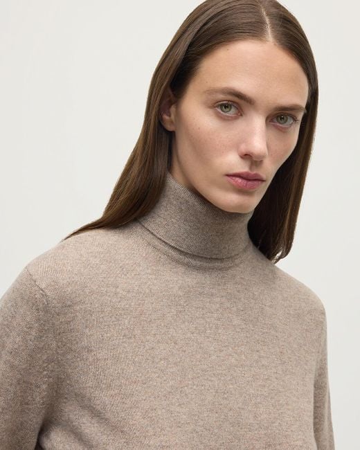 Johnstons White Cashmere Roll Neck Jumper