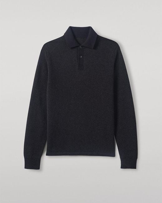 Johnstons Blue Tweel & Cashmere Rugby Shirt for men
