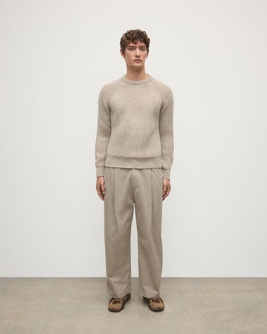 Johnstons Natural Ribbed Donegal Cashmere Jumper for men