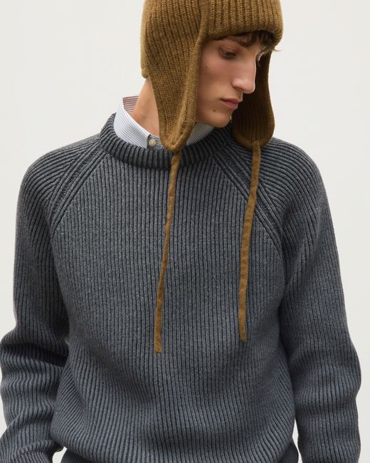 Johnstons Black Pioneer Ombre Cashmere Jumper for men