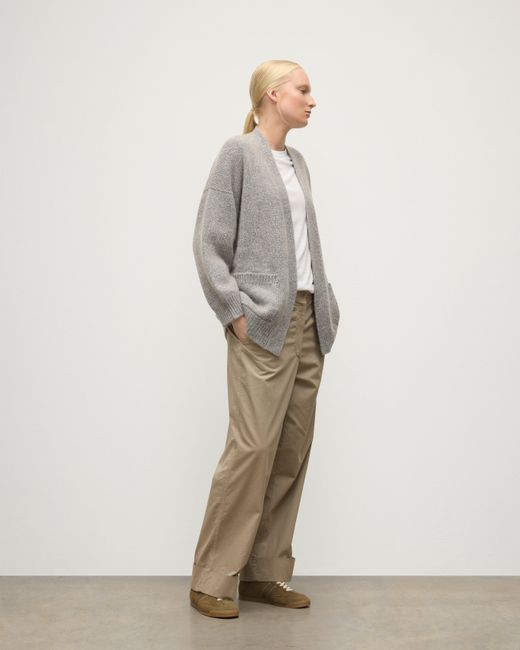 Johnstons White Bay Marl Cashmere & Cotton Cardigan