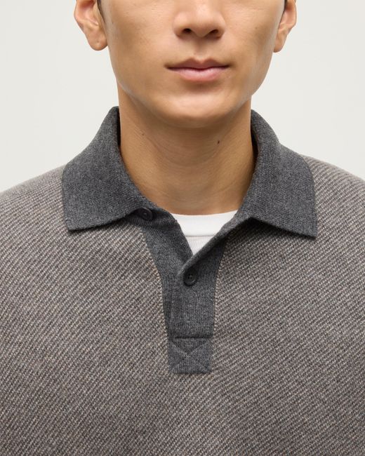 Johnstons Gray Tweel & Cashmere Rugby Shirt for men