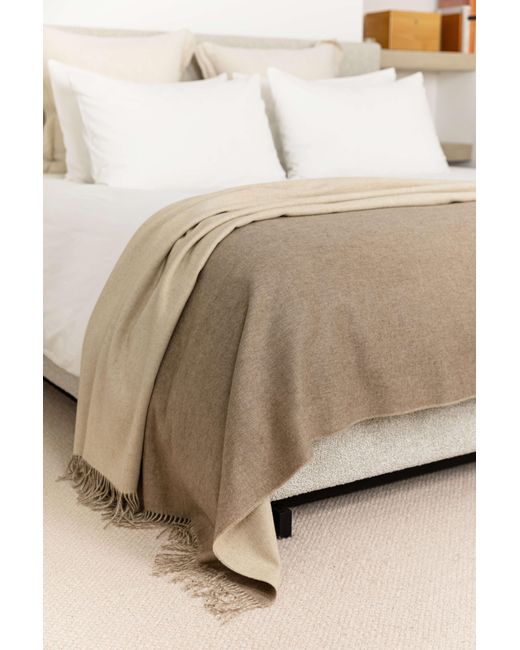 Johnstons Brown Plain Reversible Cashmere Bed Throw