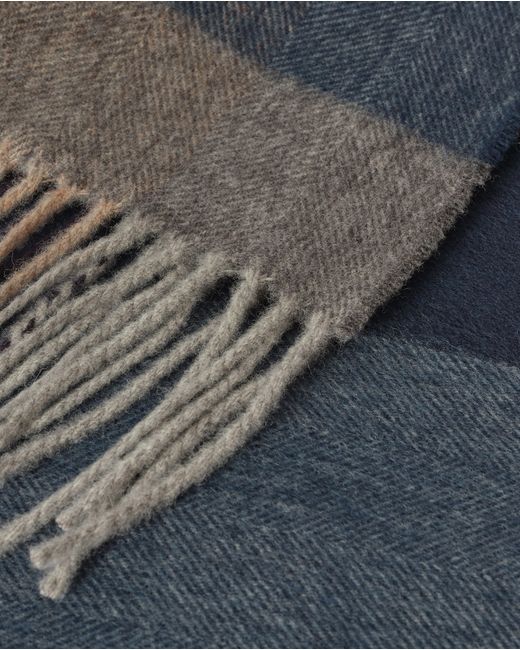Johnstons Gray Block Border Wool Throw