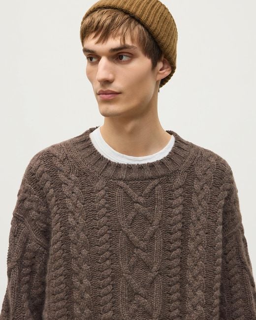 Johnstons Brown Macdonald Aran Cable Cashmere Jumper