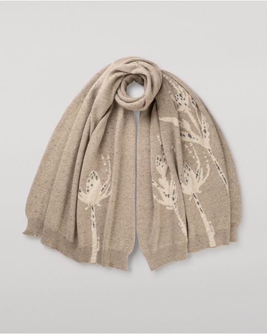 Johnstons Natural Wild Thistle Intarsia Cashmere Wrap