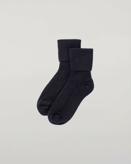 Johnstons Blue Dark Cashmere Lounge Socks