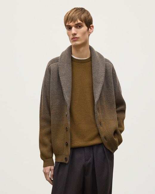 Johnstons Natural Pioneer Shawl Collar Cashmere Cardigan for men