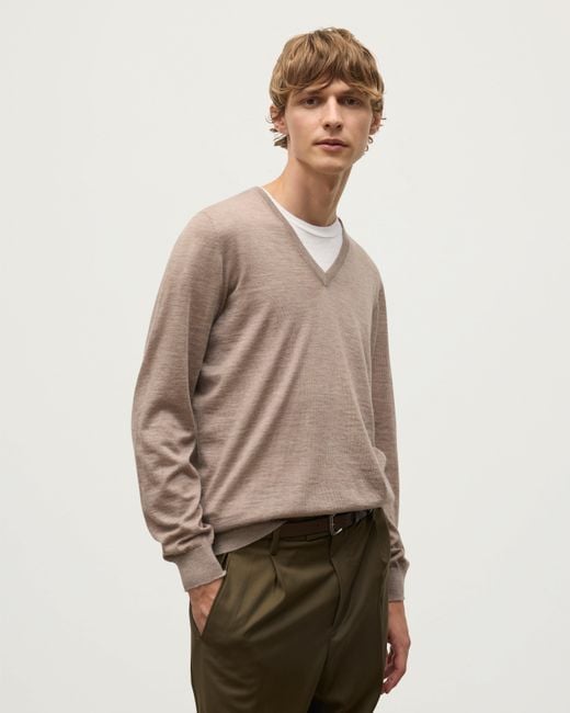 Johnstons Natural Fin Light V Neck Superfine Cashmere Jumper for men