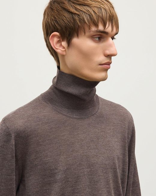 Johnstons Gray Fin Cashmere Roll Neck Jumper for men