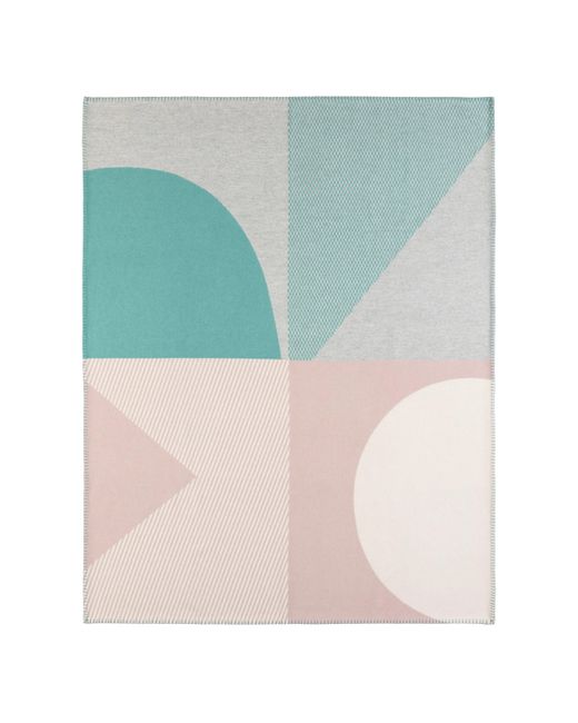 Johnstons Blue Blanket Stitched Geometric Throw