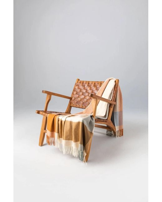 Johnstons Natural Block Border Wool Throw