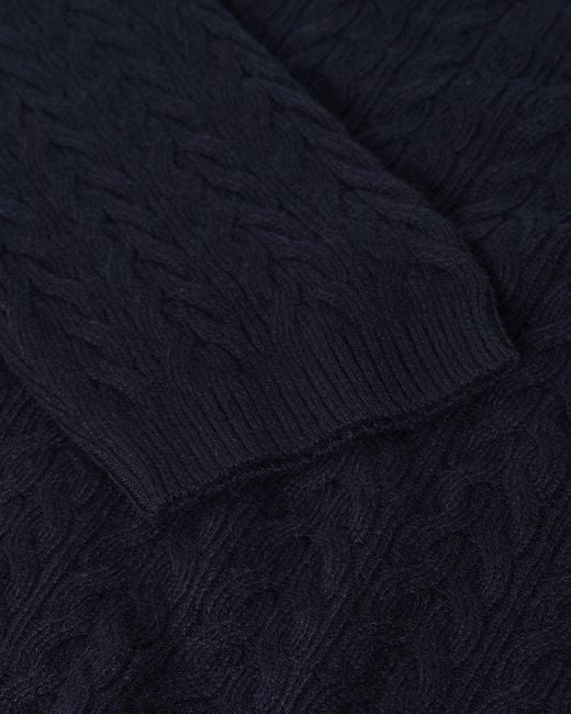 Johnstons Blue Cable Knit Dark Cashmere Jumper