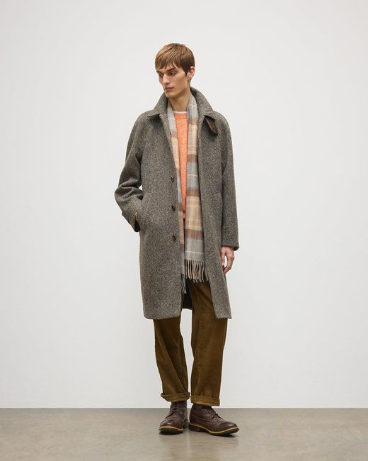 Johnstons Brown Natural Mackellar Tartan Wide Cashmere Scarf