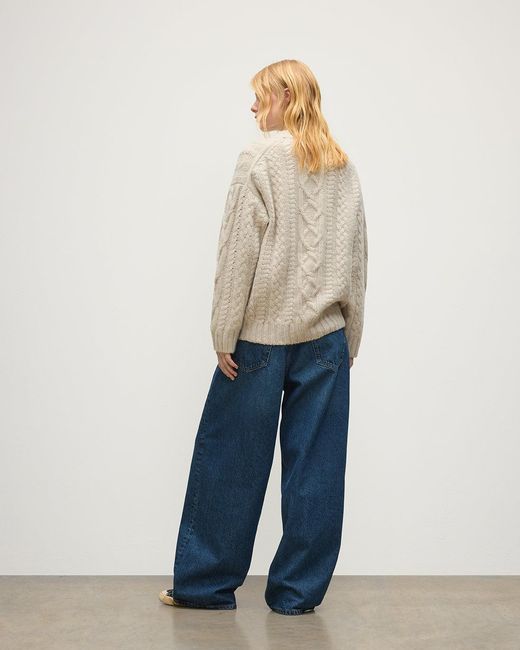 Johnstons Blue Mabel Aran Cable Jumper
