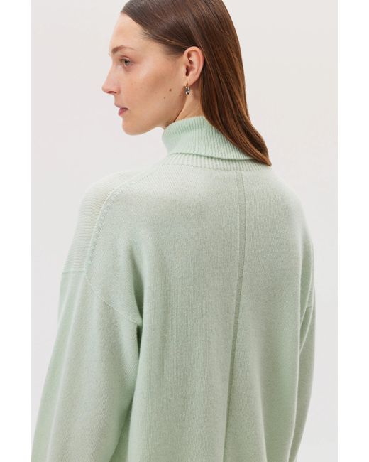 Johnstons Green Gauzy Cashmere Roll Neck