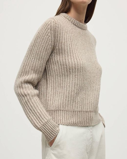 Johnstons White High Neck Donegal Cashmere Jumper