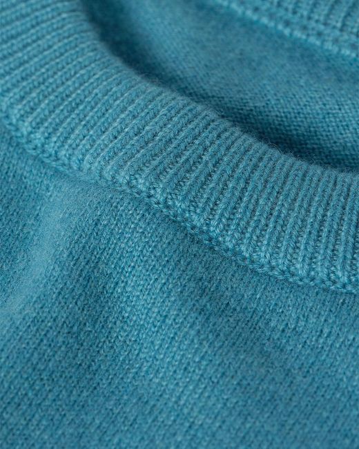 Johnstons Blue Rory Bright Classic Cashmere Crew Jumper for men