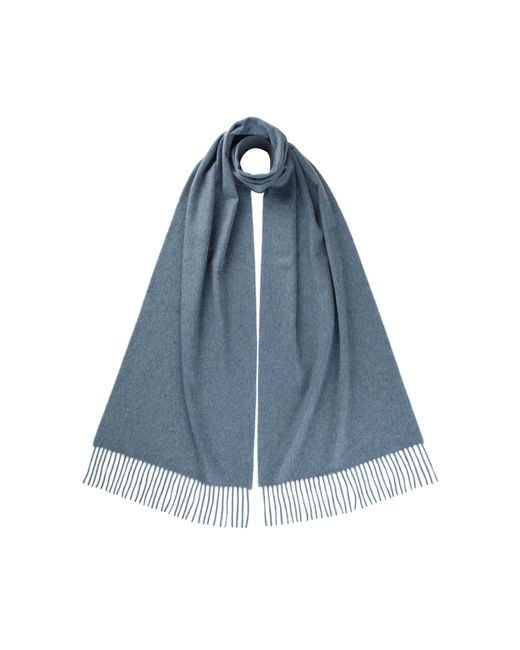 Johnstons Blue Wide Cashmere Scarf