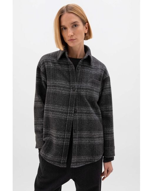 Johnstons Black Cashmere & Wool Check Shacket