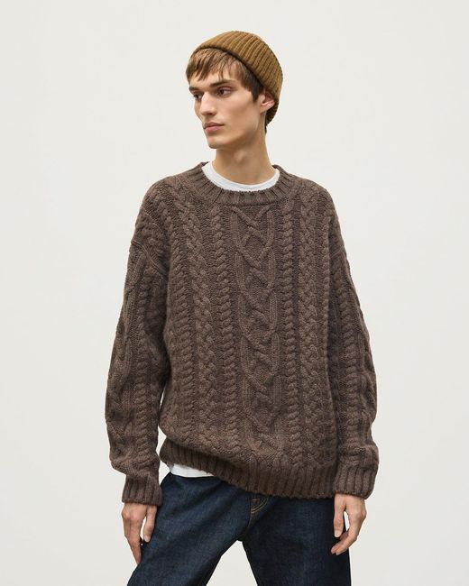 Johnstons Brown Macdonald Aran Cable Cashmere Jumper