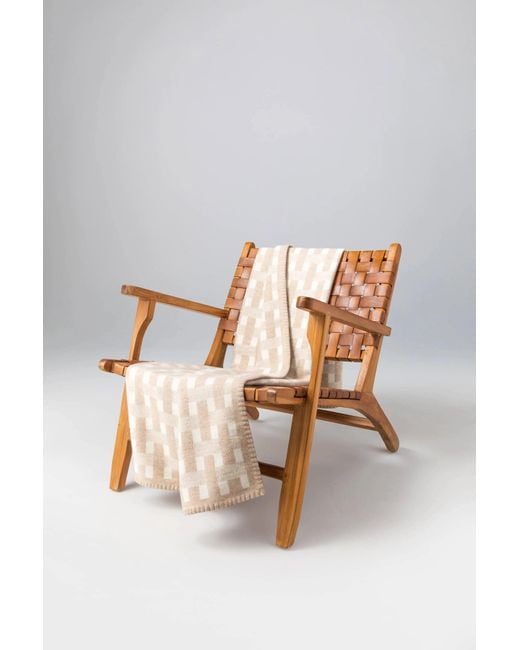 Johnstons Natural Blanket Stitched Basketweave Throw