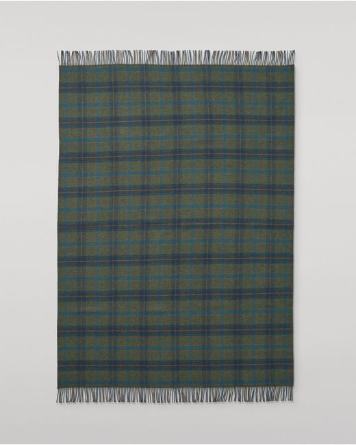 Johnstons Blue Double Face Check Lambswool Throw