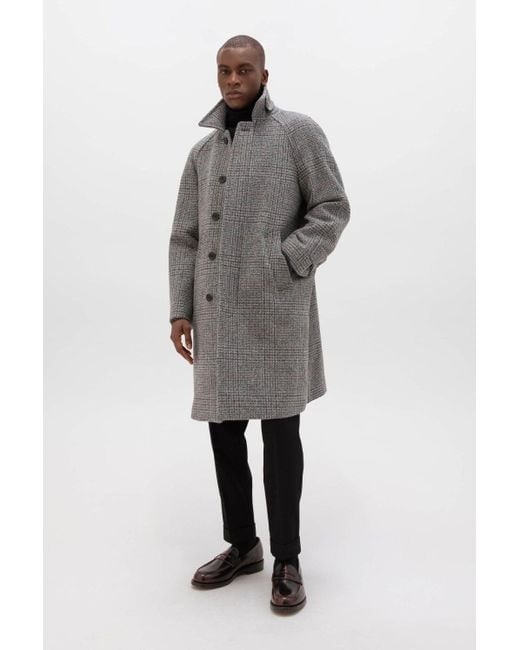 Johnstons Gray 'The Balmacaan' Coat for men
