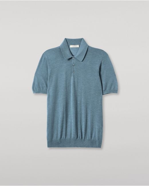Johnstons White Fin Superfine Cashmere Polo Shirt for men