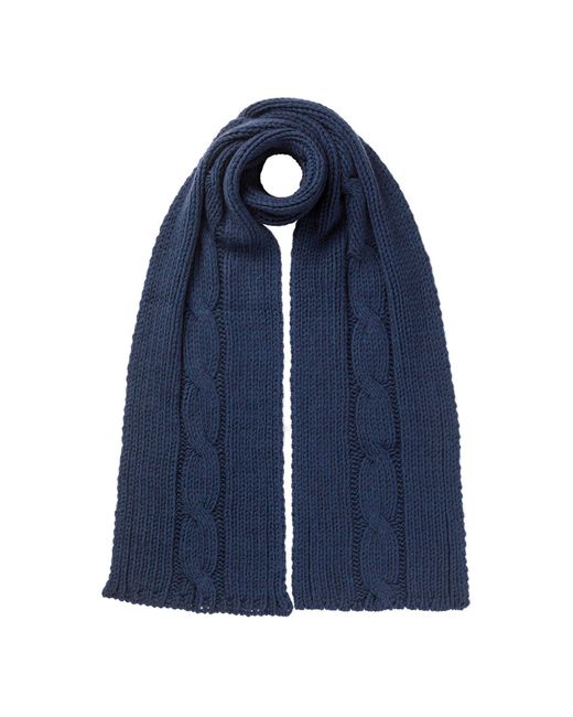 Johnstons Blue Luxe Cable Cashmere Scarf