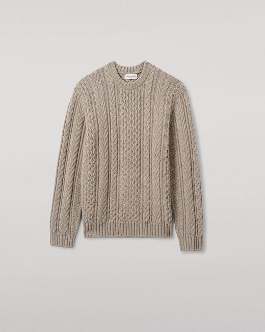 Johnstons Natural Aran Cable Light Cashmere Jumper for men