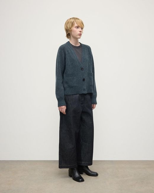 Johnstons Blue Donegal Cashmere V Neck Cardigan