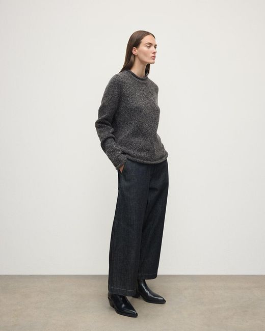 Johnstons Gray Brushed Cashmere-Silk Charcoal Jumper