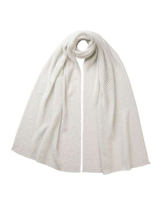 Johnstons White Crochet Cashmere Stole