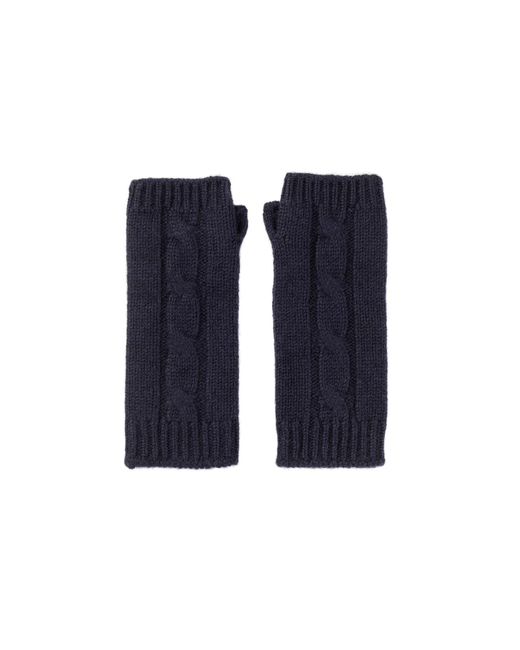 Johnstons Blue Cable Cashmere Wrist Warmers