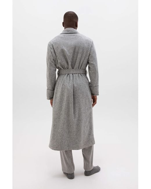 Johnstons Gray Donegal Cashmere Dressing Gown for men