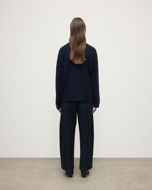 Johnstons Blue Cable Knit Dark Cashmere Jumper