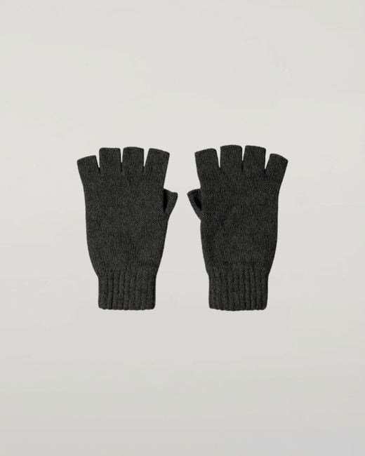 Johnstons Black Fingerless Mid Cashmere Gloves