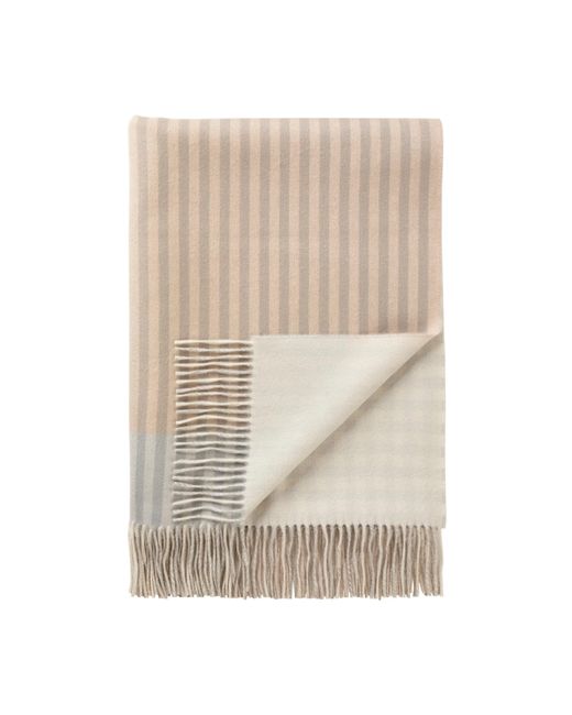 Johnstons White Check Reversible Heron Cashmere Throw