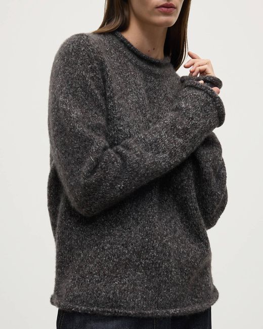 Johnstons Gray Brushed Cashmere-Silk Charcoal Jumper