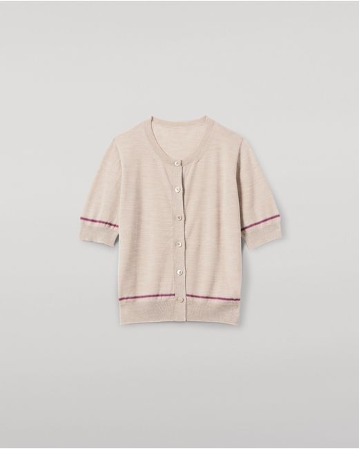 Johnstons White Brae Merino Short Sleeve Cardigan