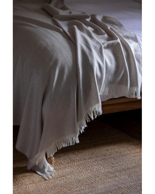 Johnstons Gray Herringbone Merino Bed Throw