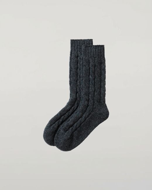 Johnstons Black Cashmere Donegal Cable Socks for men