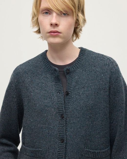 #1168 Johnstons of Elgin カシミヤカーディガン S 新品 Johnstons of Elgin レディース ブルー ドネガル・カシミヤ