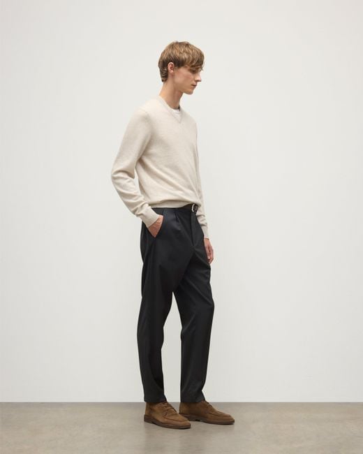 Johnstons White Rory Natural Classic Cashmere V-Neck Jumper for men