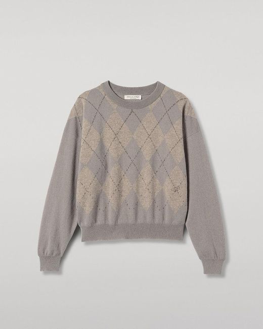Johnstons White Clan Argyle Cashmere Jumper