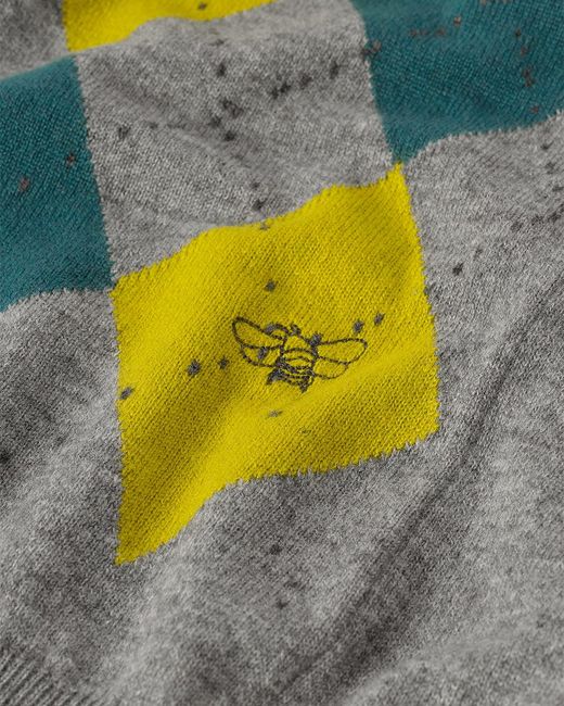 Johnstons White Clan Argyle Cashmere Cardigan