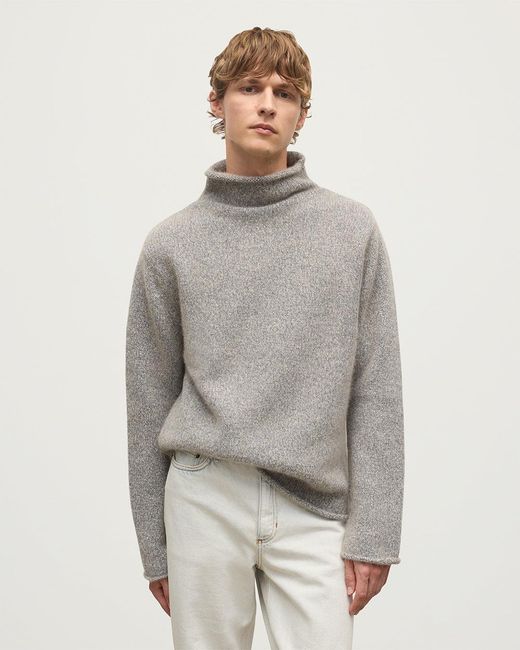 Johnstons White Kester Marl Cashmere Funnel Neck Jumper for men